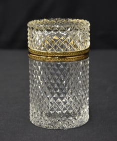 ANTIQUE FRENCH CUT GLASS CYLINDER BOX
