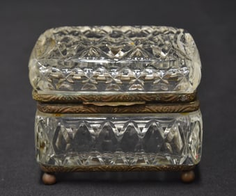 ANTIQUE CUT GLASS HINGED DRESSER BOX