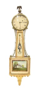 ANTIQUE FEDERAL EGLOMISE BANJO CLOCK