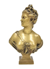 HOUDON , BRONZE BUST OF DIANA
