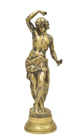 BRONZE SEMI NUDE MAN WEARING LION PELT