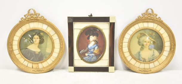 (3) HAND PAINTED MINIATURE PORTRAITS