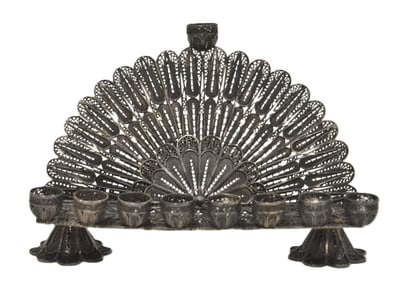 ANTIQUE PERSIAN SILVER FILIGREE MENORAH
