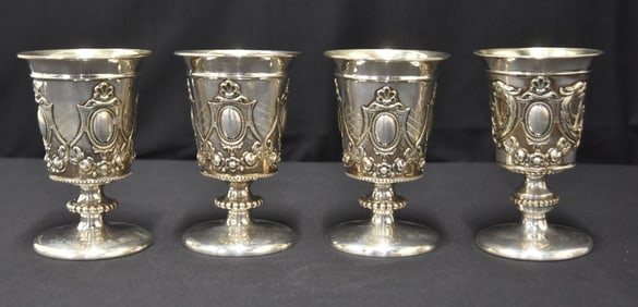 (4) ANTIQUE STERLING SILVER GOBLETS