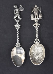(2) DUTCH SILVER FIGURAL SPOONS