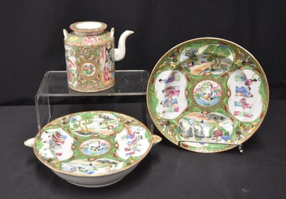 ROSE MEDALLION PORCELAIN GROUPING