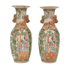 (Pr) ANTIQUE CHINESE ROSE MEDALLION VASES