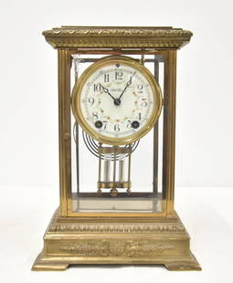 SETH THOMAS CRYSTAL REGULATOR: SETH THOMAS BRONZE & CRYSTAL REGULATOR - 8 1/4" x 5 1/2" x 12"