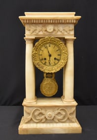 FRENCH ALABASTER PORTICO CLOCK
