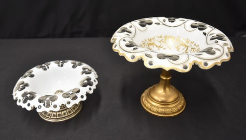 (2) BOHEMIAN OVERLAY GLASS TAZZA BOWLS