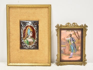 (2) FRENCH LIMOGES ENAMEL COPPER PLAQUES