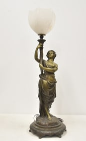 FRENCH BRONZE CLASSICAL MAIDEN LAMPS