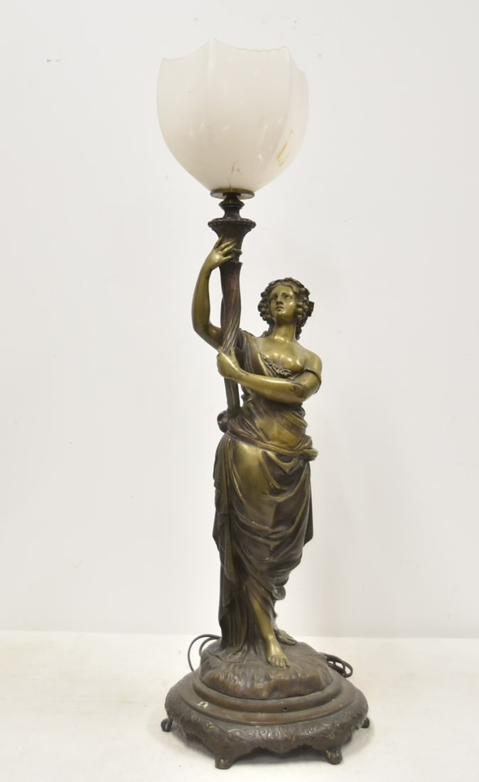 FRENCH BRONZE CLASSICAL MAIDEN LAMPS (1 of 12)