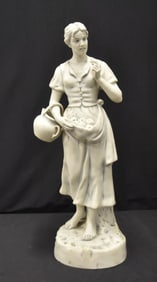 LARGE ROYAL DUX PORCELAIN GIRL WITH APPLES