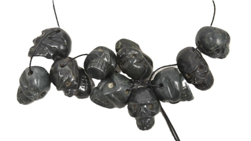 (10) PRE COLUMBIAN MAYAN JADE SKULLS