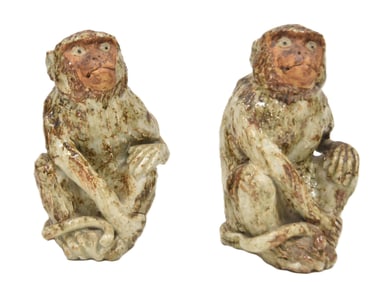 PAIR JAPANESE ARITA WARE MONKEYS