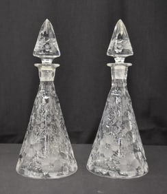 (Pr) ANTIQUE CUT GLASS DECANTERS