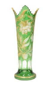 ANTIQUE MOSER GLASS FOLIATE VASE