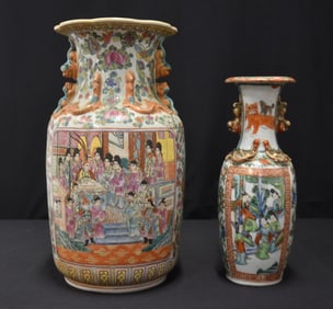(2) CHINESE ROSE MEDALLION PORCELAIN VASES