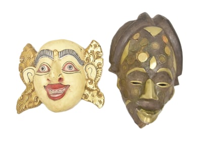 (2) WOODEN MASKS