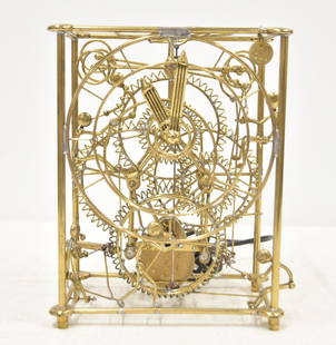 GORDON BRADT 6-MAN CLOCK BY KINETICO STUDIOS: GORDON BRADT SIX MAN ELECTRIC CLOCK BY KINETICO STUDIOS ; WITH SIGNED BRADT PENNY Features six "men" who rotate the wheels and levers to give the appearance of driving the clock, signed" "Bradt" on 19