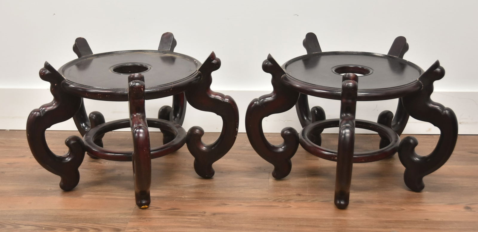 PAIR CHINESE WOOD STANDS (1 of 6)
