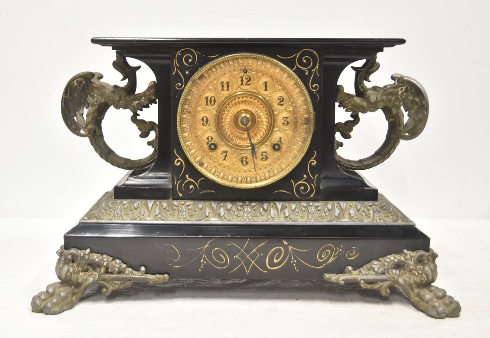 VICTORIAN ANSONIA "BELGUIM" GARGOYLE MANTEL CLOCK (1 of 6)