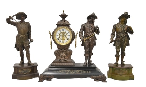 ANSONIA DON JUAN FIGURAL CLOCK SET