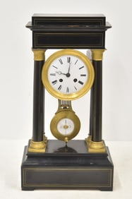 EBONISED EMPIRE PORTICO CLOCK