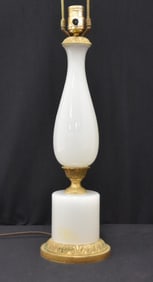 ANTIQUE BRONZE MOUNTED OPALINE LAMP