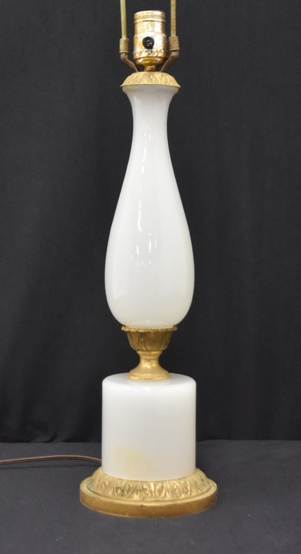 ANTIQUE BRONZE MOUNTED OPALINE LAMP (1 of 7)