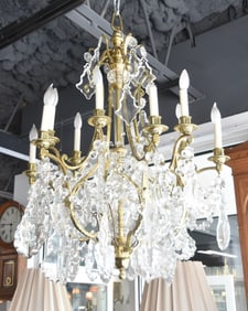 LARGE 12-LIGHT FRENCH BRONZE & CRYSTAL CHANDELIER