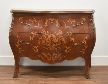 FRENCH STYLE INLAID BOMBE COMMODE