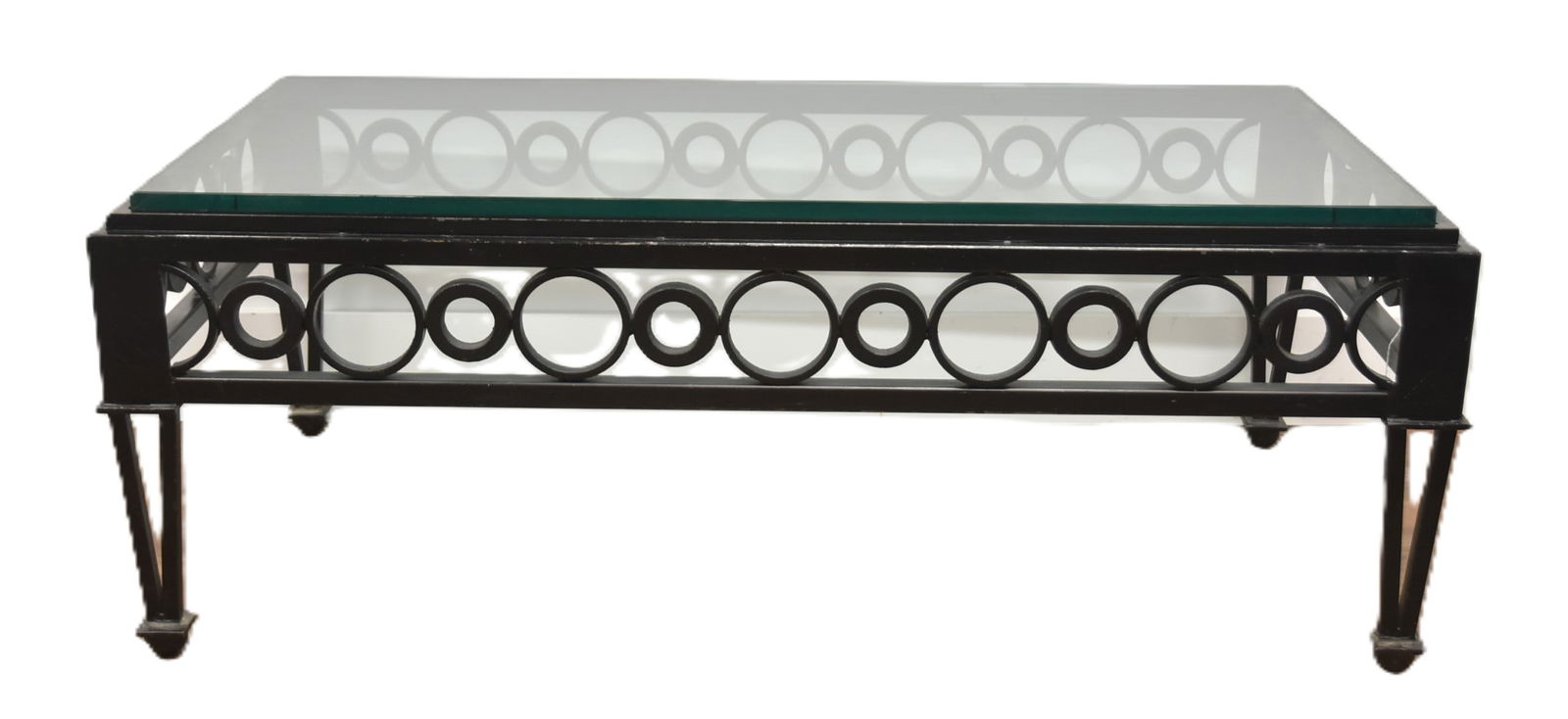 PATINATED IRON COFFEE TABLE WITH CIRCLE DESIGNS (1 of 8)
