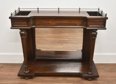 ANTIQUE PLANTER CONSOLE TABLE WITH GALLERY