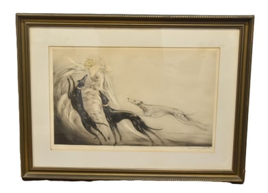 LOUIS ICART "COURSING II" DRY POINT ETCHING