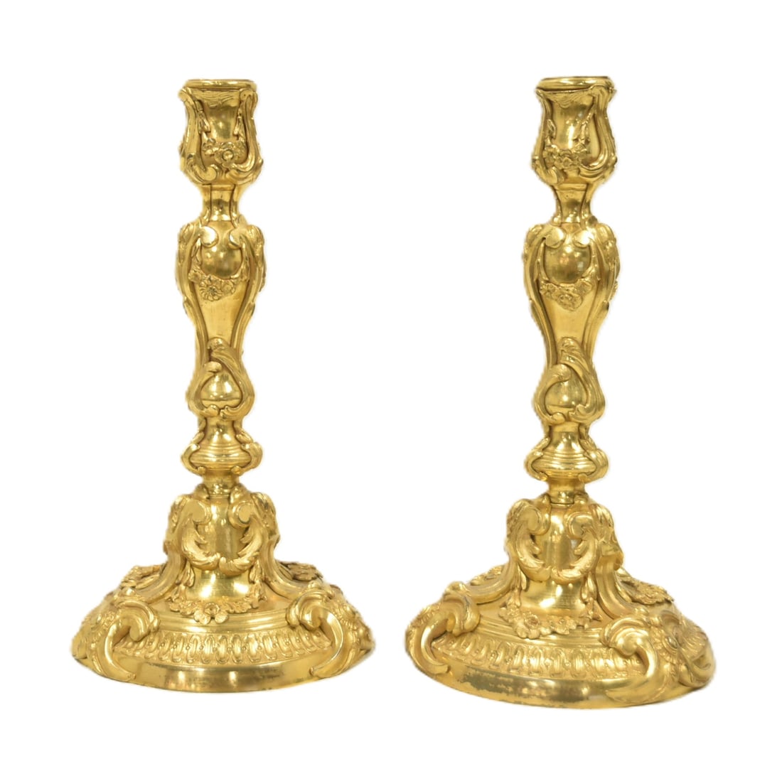 (Pr) FRENCH LXV BRONZE CANDLESTICKS (1 of 9)