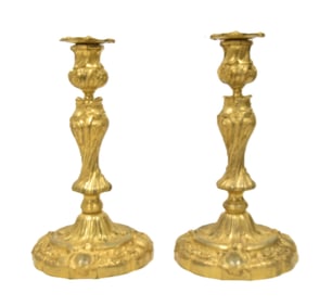 (Pr) FRENCH LXV GILDED BRONZE CANDLE STICKS