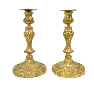 (Pr) FRENCH LXV GILDED BRONZE CANDLE STICKS