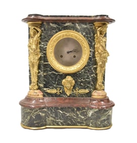 LARGE MULTI COLOR MARBLE MANTLE CLOCK