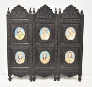 3-PANEL ANGLO INDIAN CARVED TABLE SCREEN