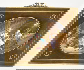AFTER GREUZE , HAND PAINTED PORCELAIN PLAQUE