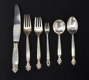 GEORGE JENSEN ACANTHUS STERLING FLATWARE SET