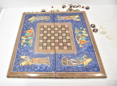 FINE PERSIAN KHATAM BACKGAMMON SET