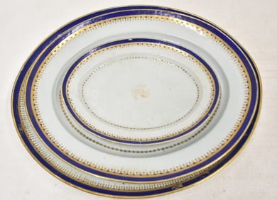 (3) LARGE CHINESE EXPORT PORCELAIN PLATTERS