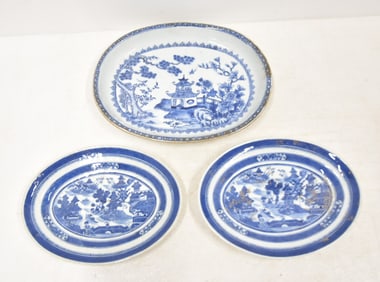 (3) CHINESE EXPORT PORCELAIN PLATTERS