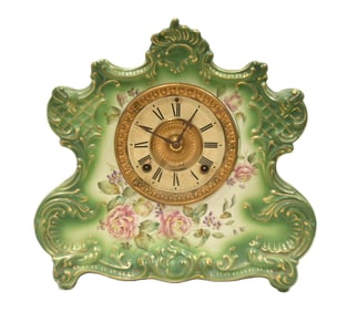 ANTIQUE ANSONIA DRESDEN CHINA CASE CLOCK
