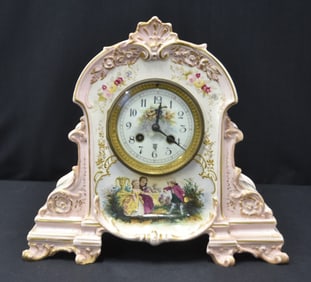 FRENCH FIGURAL CHINA CASE CLOCK