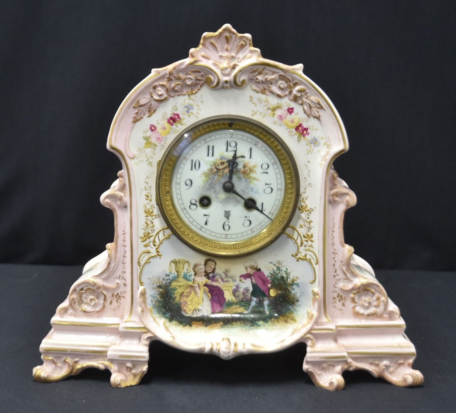 FRENCH FIGURAL CHINA CASE CLOCK (1 of 10)
