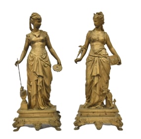 PAIR ANTIQUE GILT METAL FIGURES